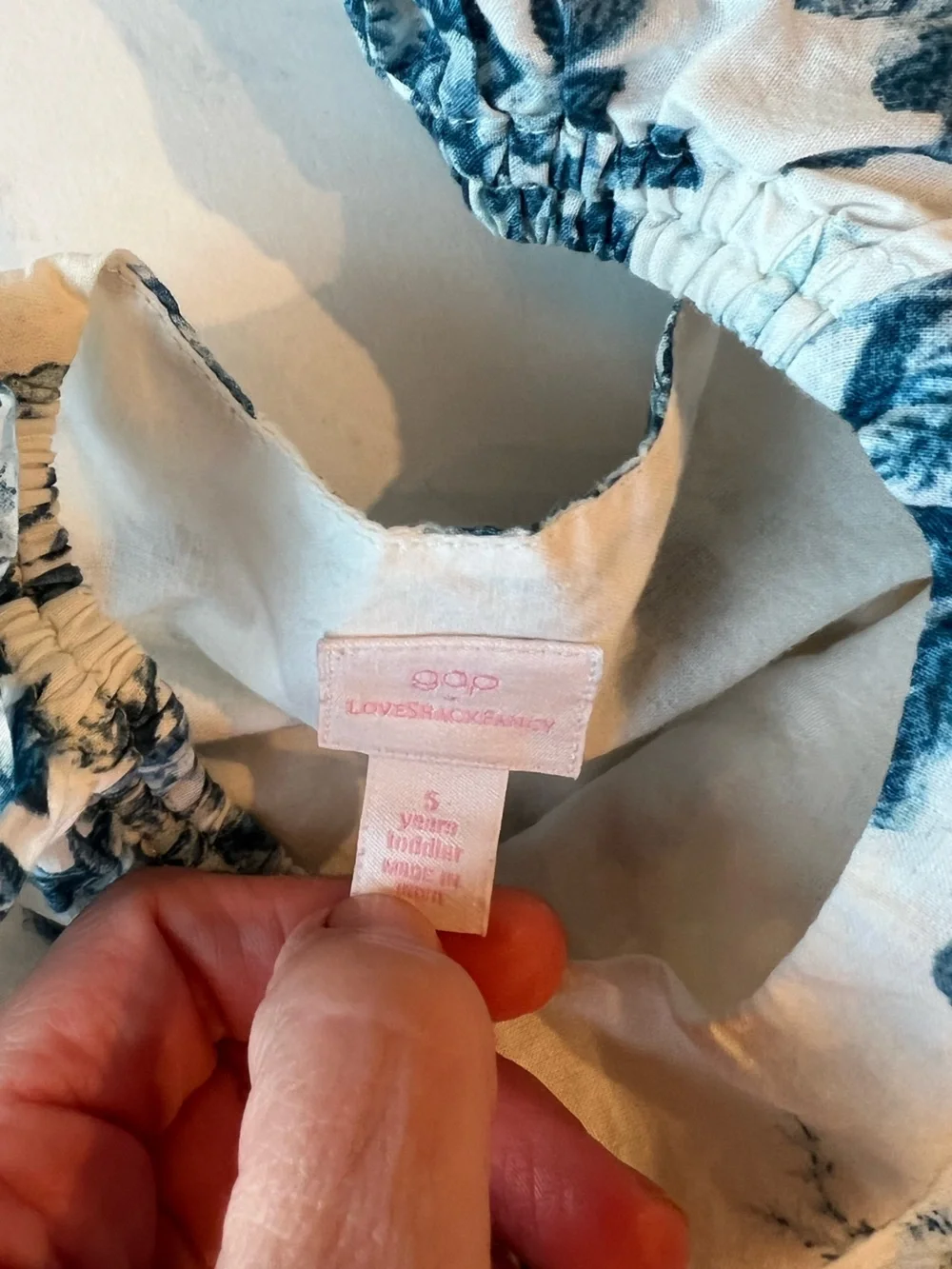 GAP Love Shack Fancu Collab Dress with Blue & White Floral pattern